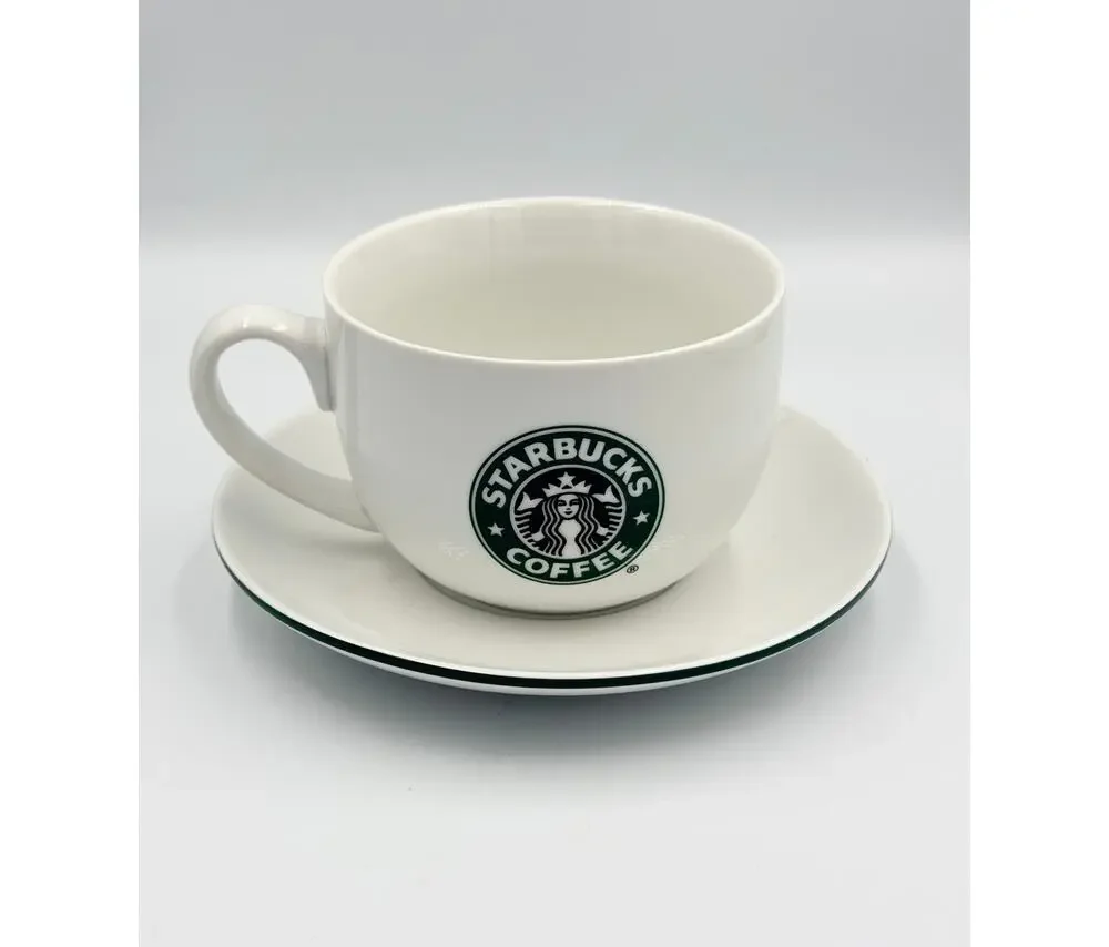 Starbucks Advertising JUMBO Cappuccino Coffee Soup Ceramic Cup and Saucer 2006